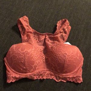 NWT- VS PINK Mauve High Neck Lace Bra!